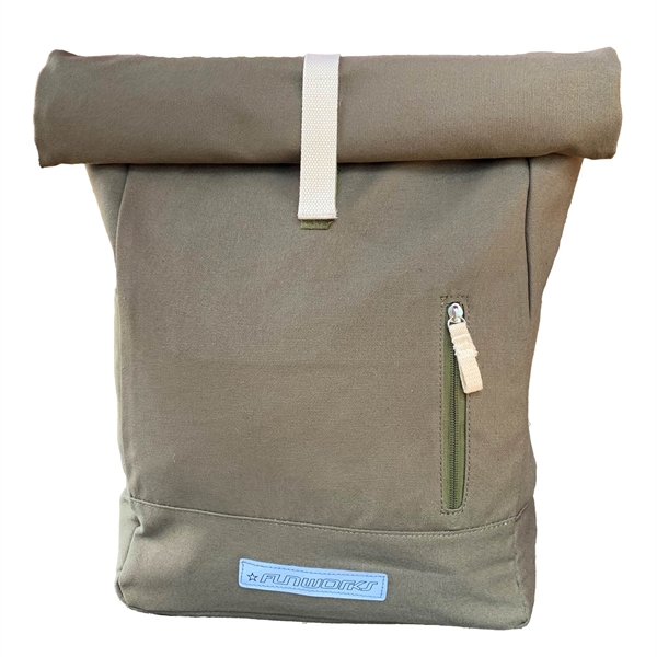 Fun Works RollTop Rucksack Canvas Eco Friendly Olive 3 Fun Works RollTop Rucksack Canvas Eco Friendly Olive