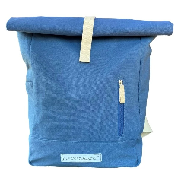 Fun Works RollTop Rucksack Canvas Eco Friendly Blau 3 Fun Works RollTop Rucksack Canvas Eco Friendly Blau