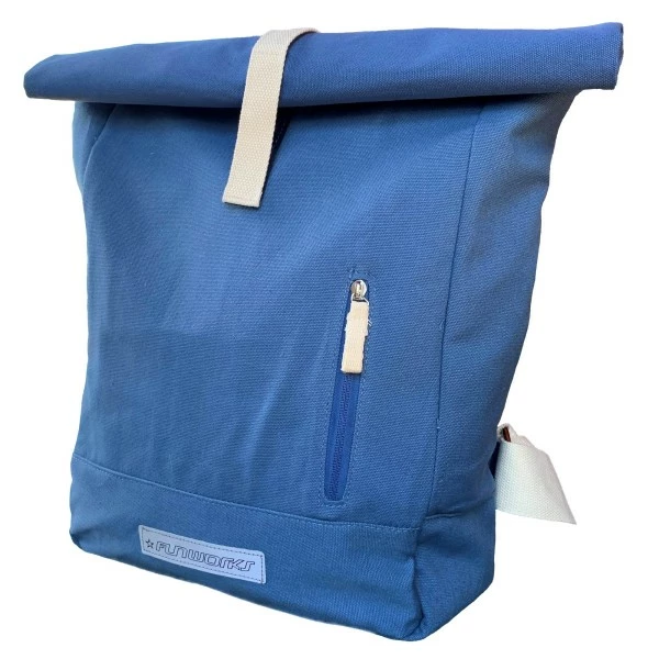 Fun Works RollTop Rucksack Canvas Eco Friendly Blau 4 Fun Works RollTop Rucksack Canvas Eco Friendly Blau – Bild 2